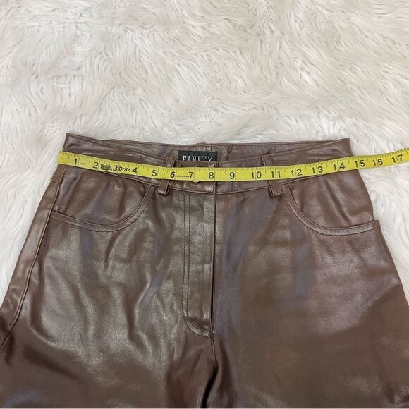 Finity Brown Butter Soft Leather Straight Leg High Rise Pants 6 - Picture 10 of 10